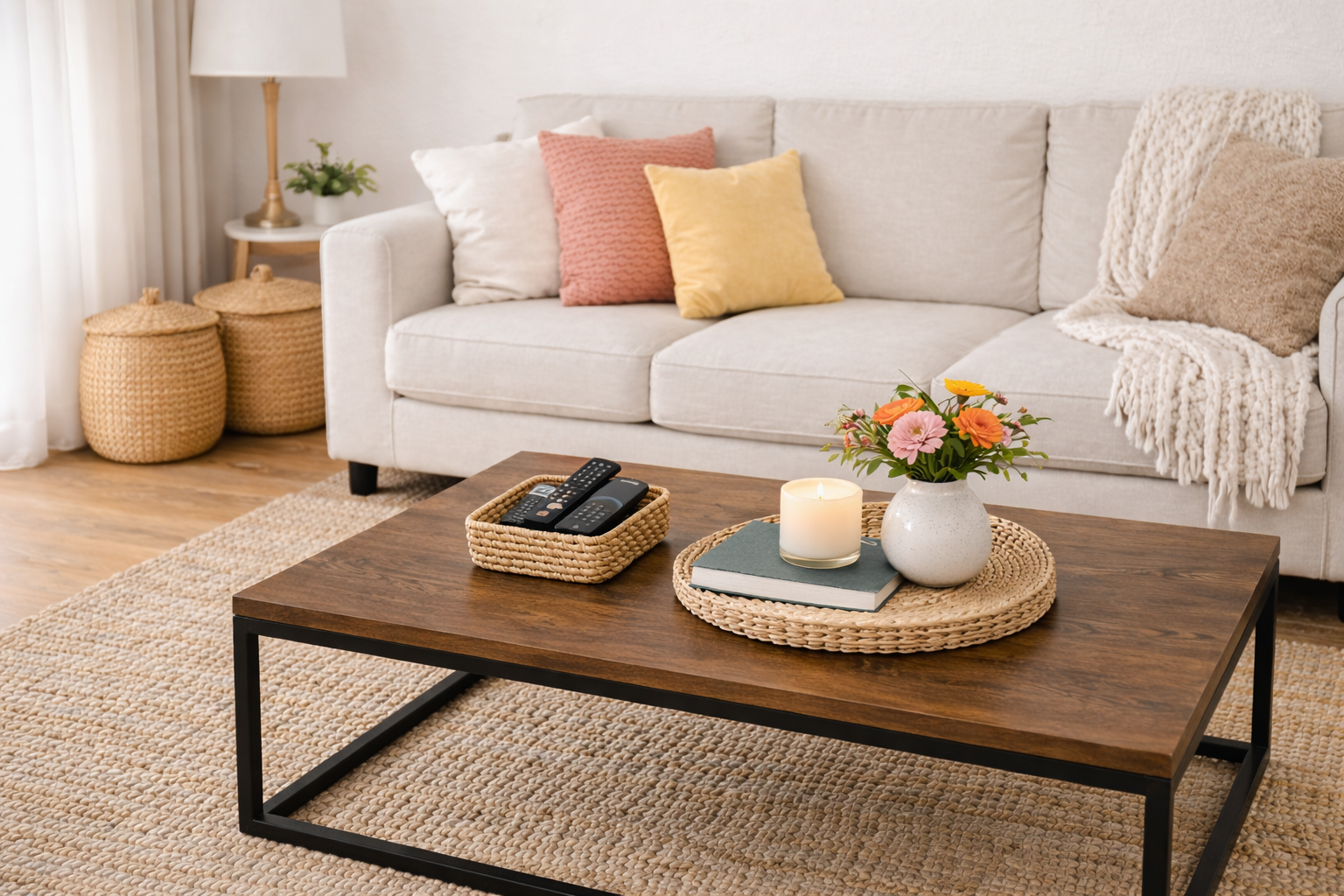 إضاءة دافئة في ركن منزلي تساعد على تهدئة المشهد البصري