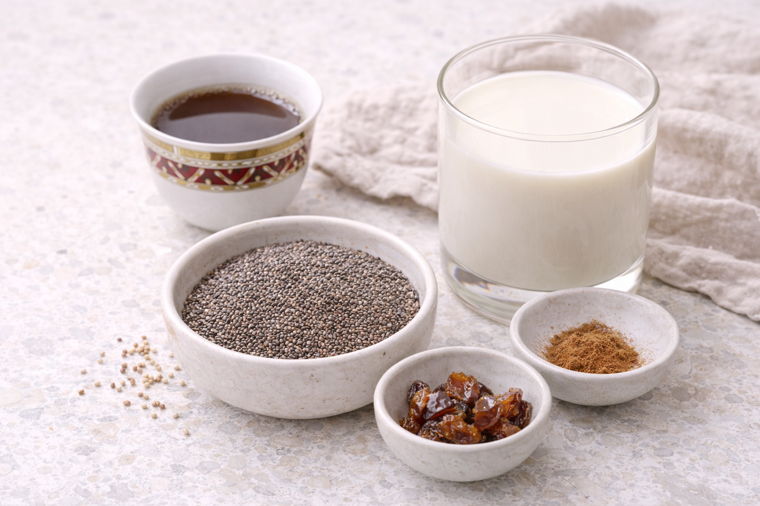 مكونات شيا بودينغ بقهوة عربية منزوعة الكافيين للحامل