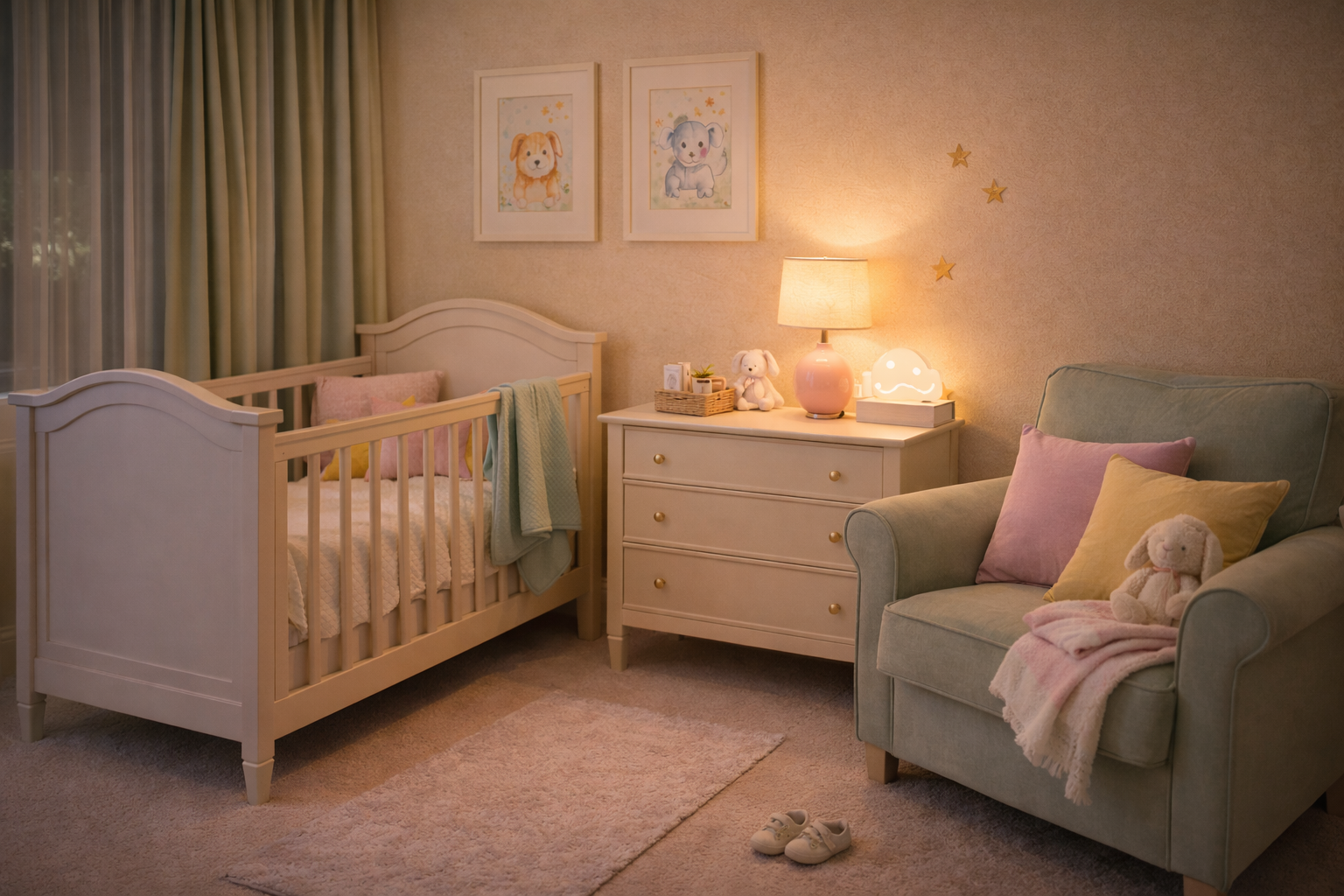 Nursery with soft pastel touches
