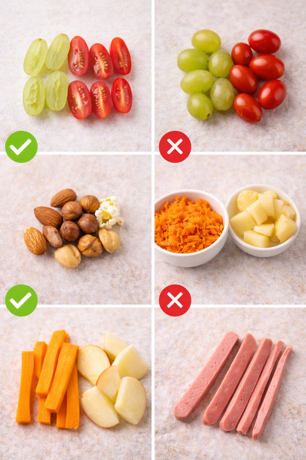 Safe and unsafe foods for children