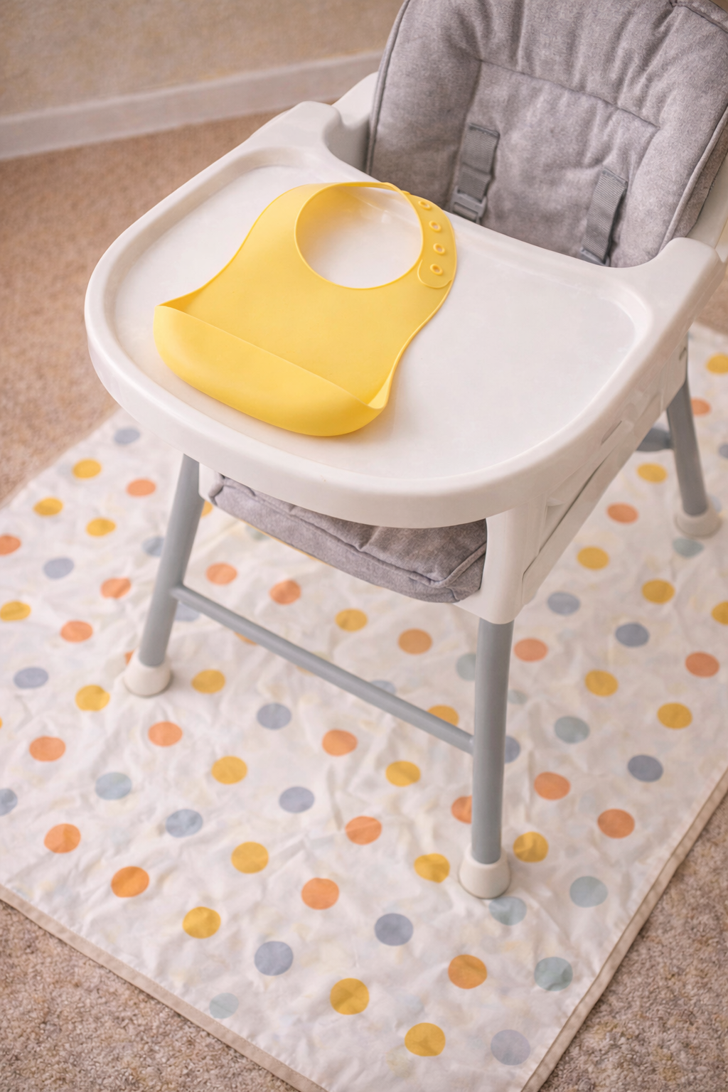 Child's high chair with playful mat