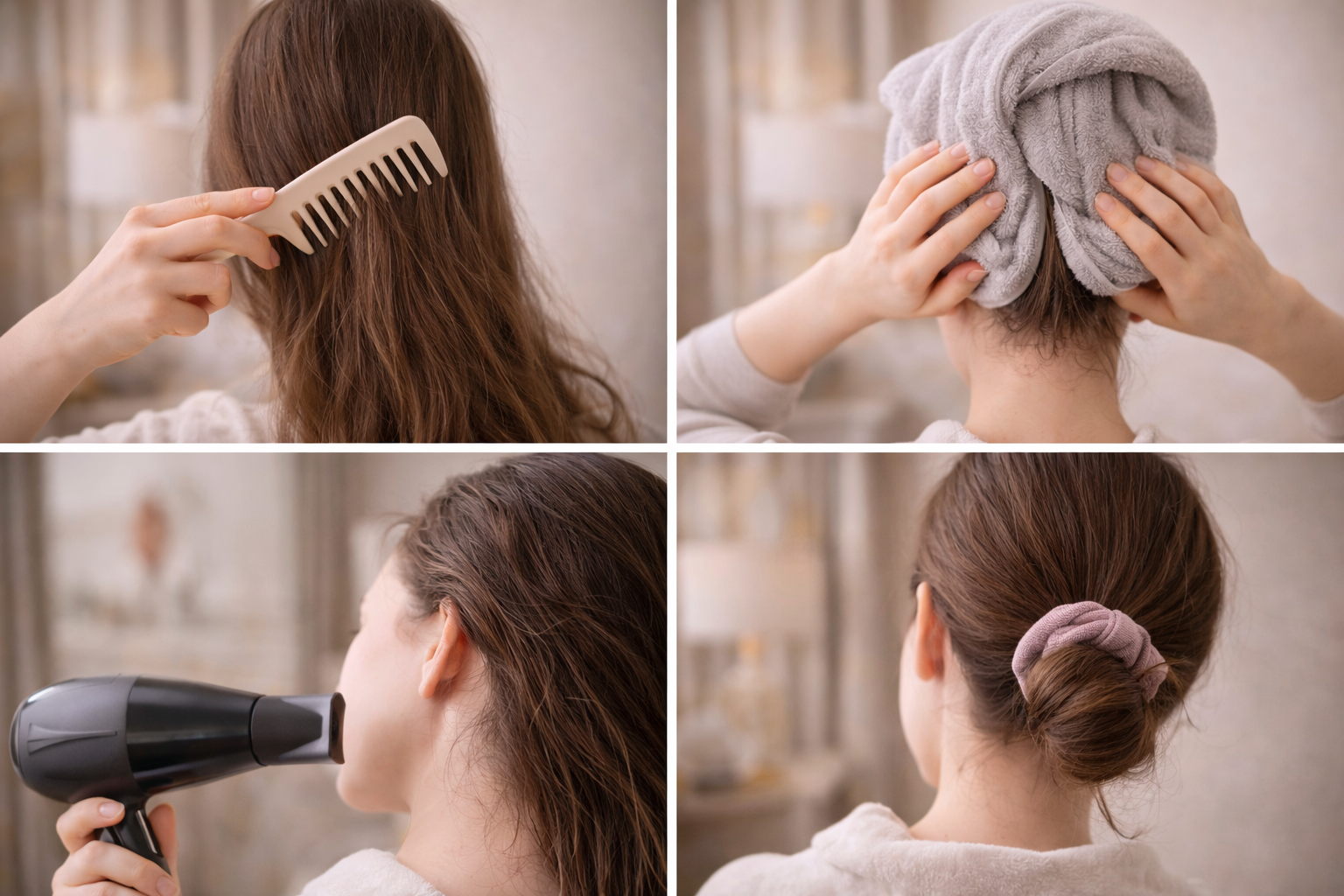 Hair care routine in four steps