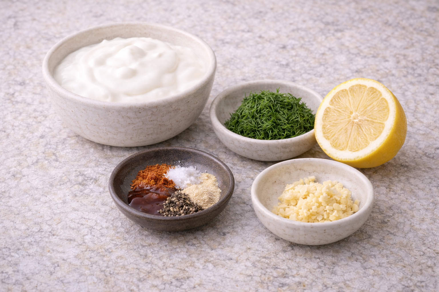 Ingredients for a savory dip