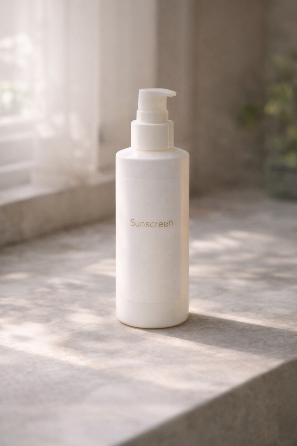 Sunscreen on a sunlit counter