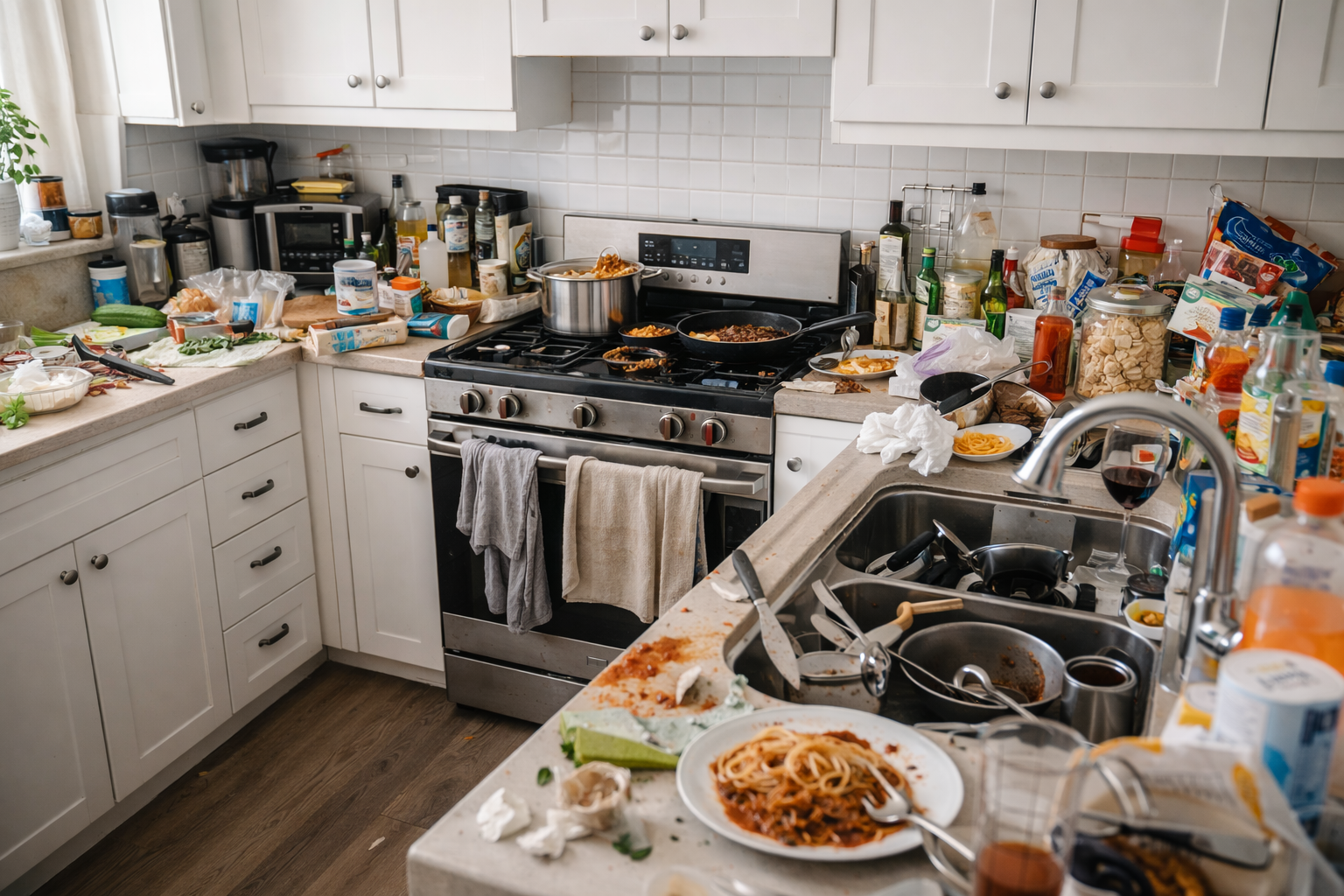 Messy kitchen in disarray