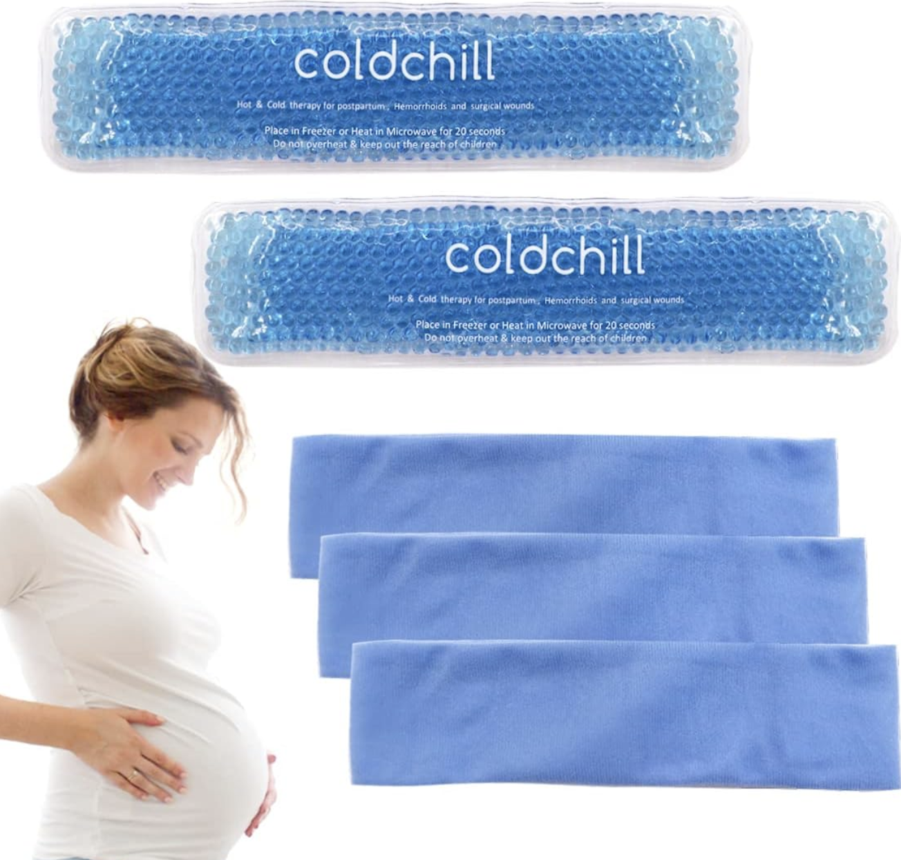 كمادات باردة مخصّصة لمنطقة العجان بعد الولادة لتخفيف التورم والألم في الأيام الأولى